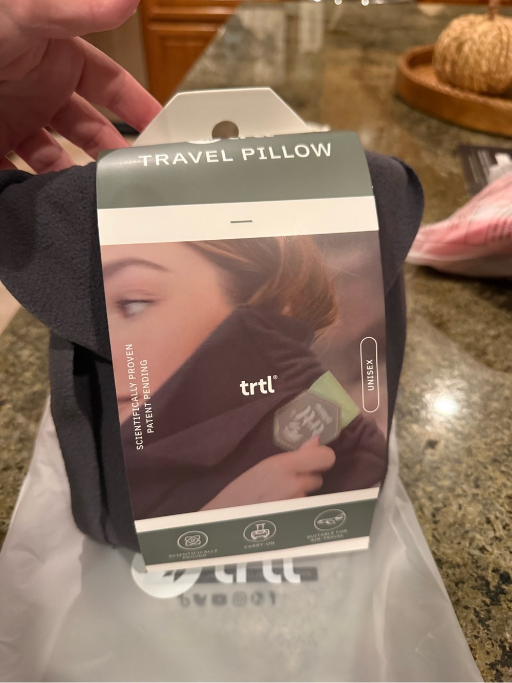 Trtl Travel Pillow - Dark Gray with travel case